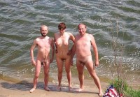 Nudist photo of older guys with tiny hairy dicks and some woman with small flabby tits and hairy cunt