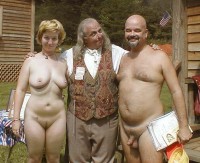 Older guy with huge balls and hairy short fat cock with his wife's big flabby tits and trimmed vagina