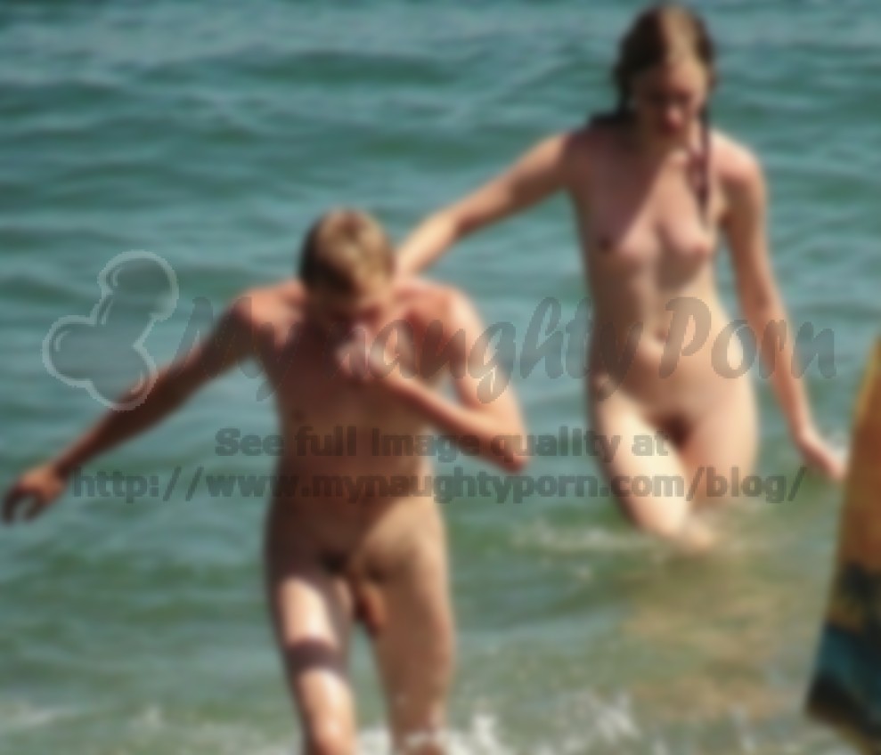 Young naturist couple swimming nude and showing boys big fat long hairy uncut dick and girl with firm tits and big bush pic