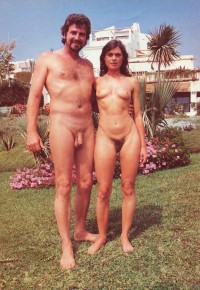 Young nudist couple on a Vacation showing girl's huge hairy cunt and small flabby tits and guy's hairy uncut cock