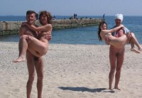 Dad with small hairy cock and our uncle's big hard cock trying to guess which wife's pussy is bigger