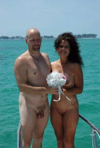Family nude wedding with my boy's small trimmed cock and his wife's big tits and shaved pussy