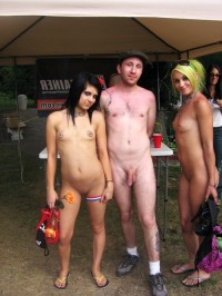 Female classmates with tiny pierced tits and shaved vaginas smilling at my shaved dick with big cockhead