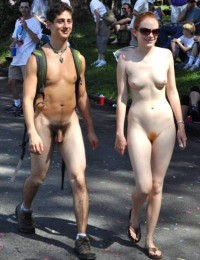 I like walking nude at school parade and showing my long hairy cock and my girlfriend's ginger pussy and small tits