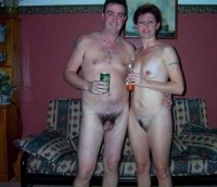 Nude mom and dad posing nude and showing mom's big trimmed cunt and tiny tits and dad with small shaved cock