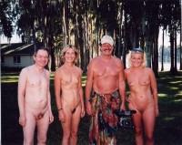 Older nudist family with tiny hairy dicks and trimmed pussies and small flabby tits