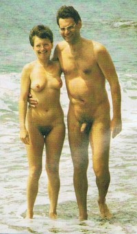 Olld vintage family photo showing dad with semi-hard uncut hairy dick and mom with huge hairy bush and flabby tits